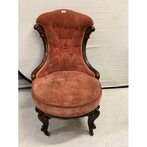 244 - VICTORIAN BUTTON BACKED NURSING CHAIR