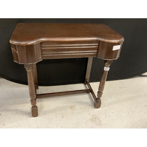 247 - VINTAGE OAK SIDE TABLE WITH DRAWER BADGED CWS LIMITED H26