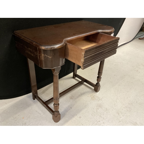 247 - VINTAGE OAK SIDE TABLE WITH DRAWER BADGED CWS LIMITED H26