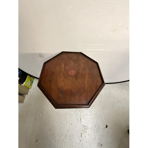 251 - EARLY MAHOGANY HEXAGON TOP WINE TABLE H28