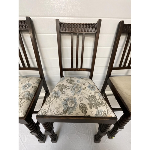 257 - 3 VINTAGE OAK BOBBIN LEG DINING CHAIRS