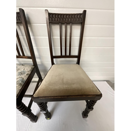 257 - 3 VINTAGE OAK BOBBIN LEG DINING CHAIRS