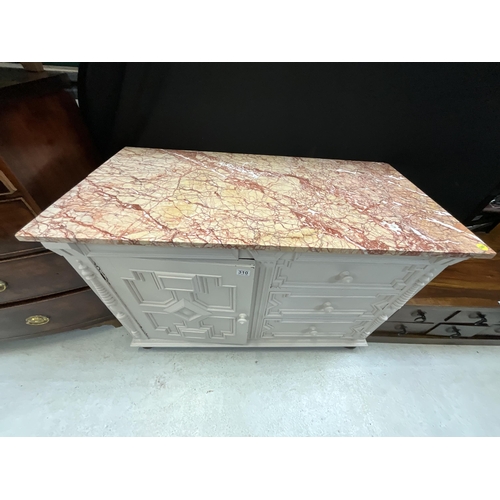 310 - PAINTED OAK MARBLE TOPPED WASH STAND H30