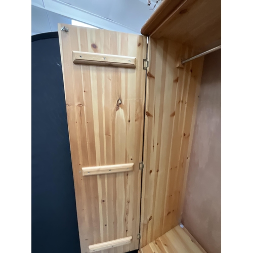 313 - MODERN PINE DOUBLE WARDROBE WITH DRAWER TO BASE H73