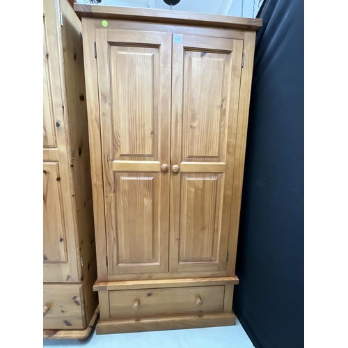 314 - MODERN PINE DOUBLE WARDROBE WITH DRAWER TO BASE H71