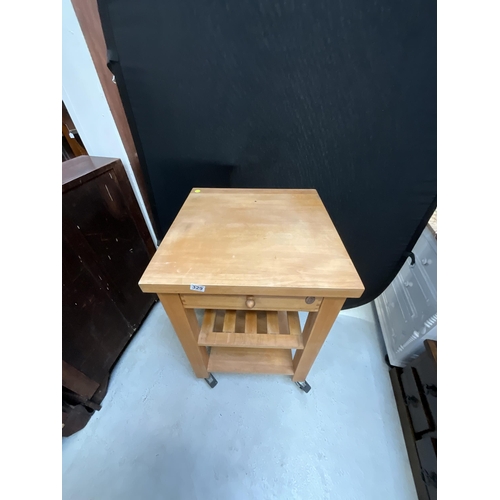 329 - MODERN LIGHT OAK KITCHEN WORK TABLE WITH DRAWER H35