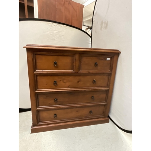 330 - MODERN MAHOGANY 2 OVER 3 BEDROOM CHEST H42