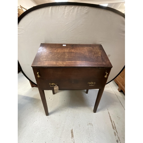 339 - GEORGIAN OAK BUREAU WITH FITTED INTERIOR AND SINGLE DRAWER BELOW H40