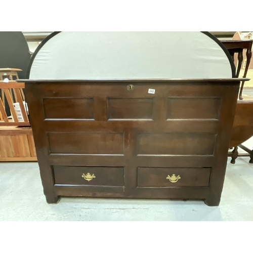 340 - EARLY GEORGIAN OAK MULE CHEST WITH 5 PANELS OVER 2 DRAWERS H37