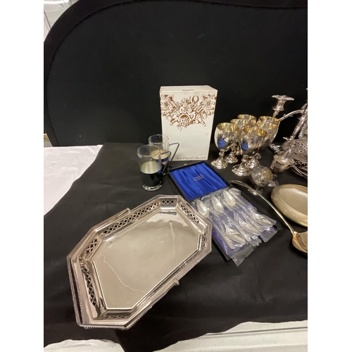 391 - BOX OF SILVER PLATED WARE