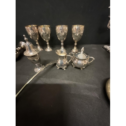 391 - BOX OF SILVER PLATED WARE