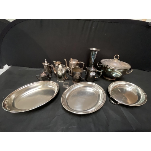 401 - BOX OF MILITARY SILVER PLATED ITEMS IMPRESSED CROWS MARK TO BASE