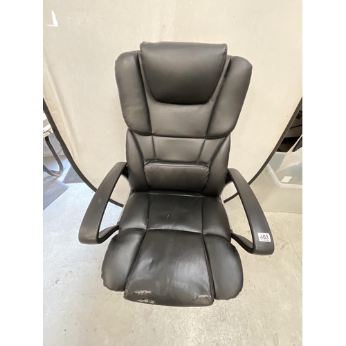 403 - BLACK OFFICE SWIVEL CHAIR - SEAT WORN