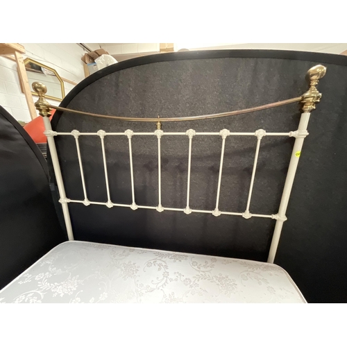 408 - SEVENTH HEAVEN BRASS & IRON 4FT BEDFRAME AND BASE - NO MATTRESS W48