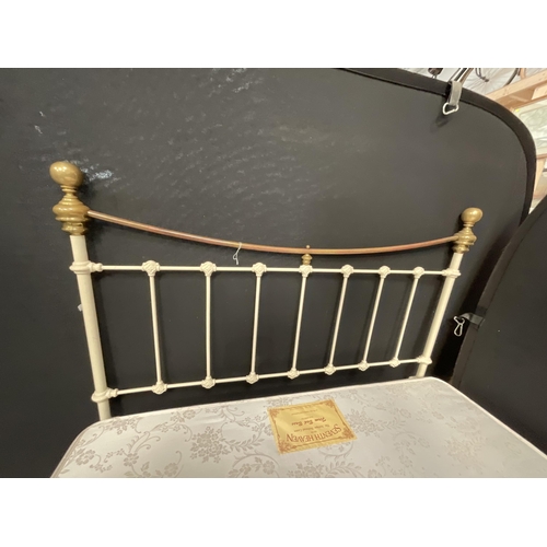 408 - SEVENTH HEAVEN BRASS & IRON 4FT BEDFRAME AND BASE - NO MATTRESS W48