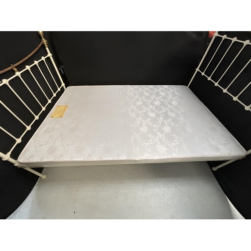 408 - SEVENTH HEAVEN BRASS & IRON 4FT BEDFRAME AND BASE - NO MATTRESS W48