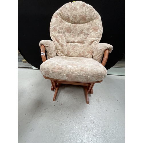 412 - MODERN UPHOLSTERED ROCKING CHAIR AND MATCHING FOOTSTOOL