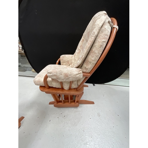 412 - MODERN UPHOLSTERED ROCKING CHAIR AND MATCHING FOOTSTOOL