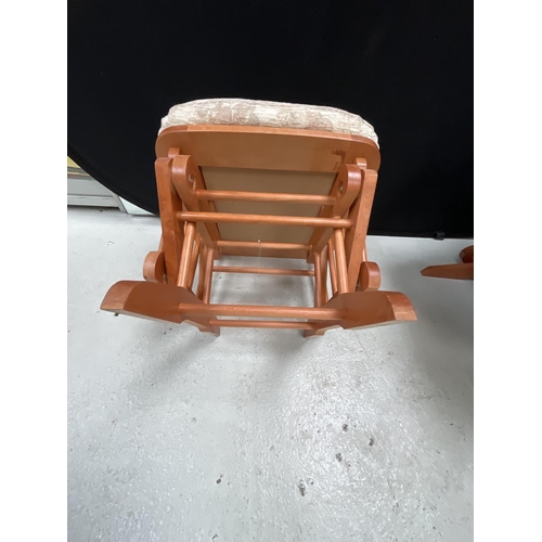 412 - MODERN UPHOLSTERED ROCKING CHAIR AND MATCHING FOOTSTOOL