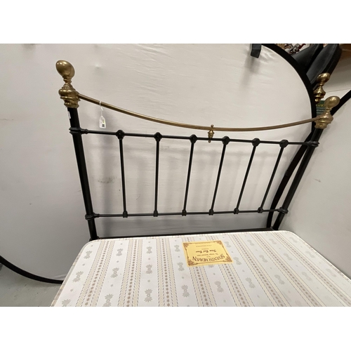 415 - SEVENTH HEAVEN 4FT BLACK & BRASS BEDFRAME WITH BASE - NO MATTRESS W48