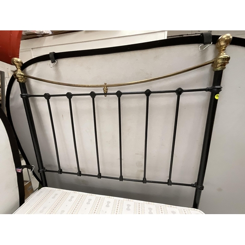 415 - SEVENTH HEAVEN 4FT BLACK & BRASS BEDFRAME WITH BASE - NO MATTRESS W48