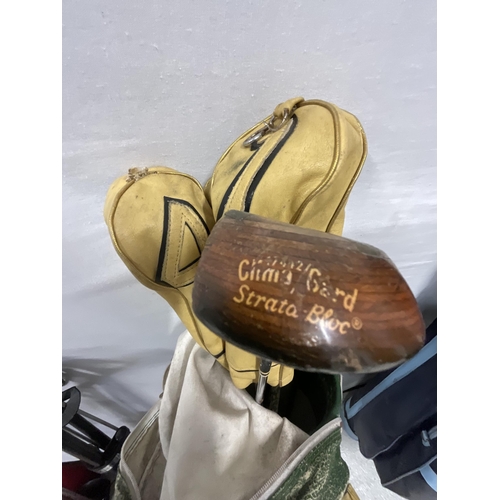 372 - 3 SETS OF VINTAGE GOLF CLUBS AND TROLLEYS