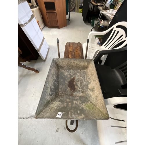 276A - WHEELBARROW, TIN TRUNK H14