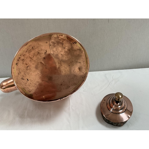 14 - VICTORIAN COPPER KETTLE WITH CHINA HANDLE