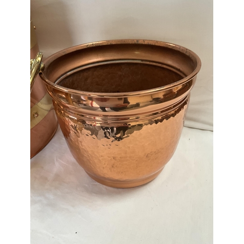 17 - COPPER WARMING PAN, COPPER COAL BUCKET ETC