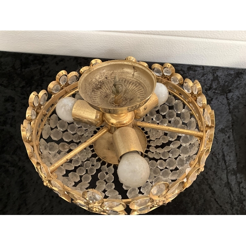 2 - ART DECO GLASS SHADE AND BRASS EFFECT CEILING LIGHT