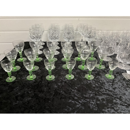 25 - QTY OF GLASSES TO INCLUDE CUT GLASS , WINE GLASSES ETC