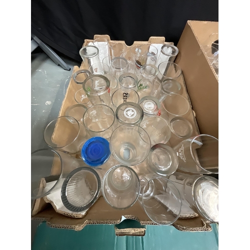 30 - 4 BOXES OF GLASSWARE TO INCLUDE ADVERTISING GLASS