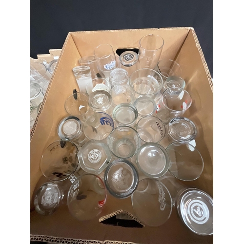 30 - 4 BOXES OF GLASSWARE TO INCLUDE ADVERTISING GLASS