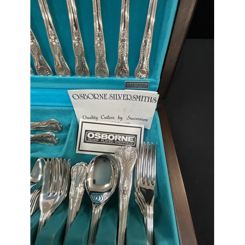 111 - CASED SET OF PLATED CUTERY - OSBOURNE SILVER SMITHS OF SHEFFIELD