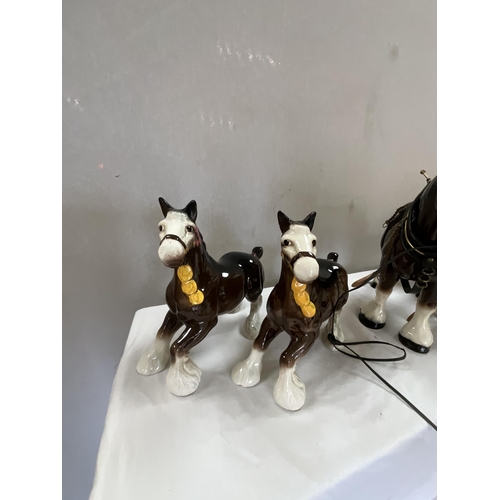 121 - SHIRE HORSE & CART, 3 OTHER SHIRE HORSES