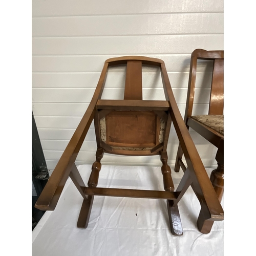 130 - 4 OAK VINTAGE DINING CHAIRS WITH POP OUT SEAT PADS