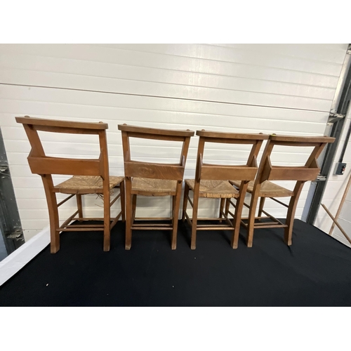 133 - 4 CHAPEL BIBLE CHAIRS WITH RUSH SEATS A/F