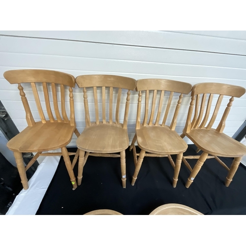 137 - 6 PINE FARMHOUSE STYLE KITCHEN CHAIRS