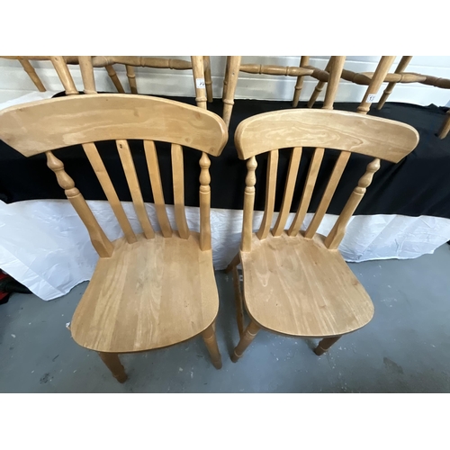 137 - 6 PINE FARMHOUSE STYLE KITCHEN CHAIRS