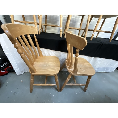 137 - 6 PINE FARMHOUSE STYLE KITCHEN CHAIRS