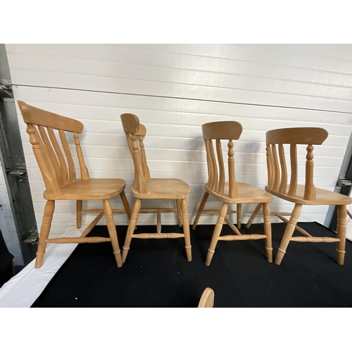 137 - 6 PINE FARMHOUSE STYLE KITCHEN CHAIRS