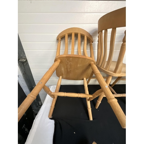 137 - 6 PINE FARMHOUSE STYLE KITCHEN CHAIRS