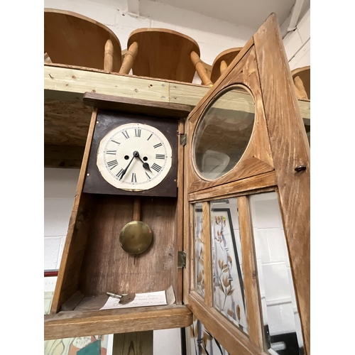 138 - PINE CASED VINTAGE WALL CLOCK H19