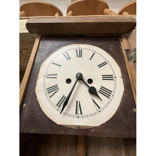 138 - PINE CASED VINTAGE WALL CLOCK H19