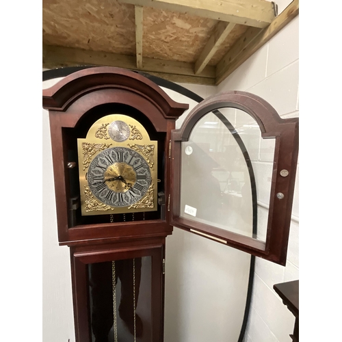 139 - MAHOGANY REPRODUCTION CASED GRANDFATHER CLOCK H74