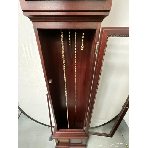 139 - MAHOGANY REPRODUCTION CASED GRANDFATHER CLOCK H74