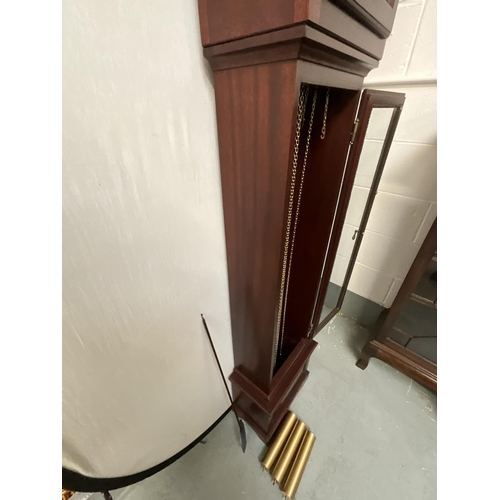 139 - MAHOGANY REPRODUCTION CASED GRANDFATHER CLOCK H74