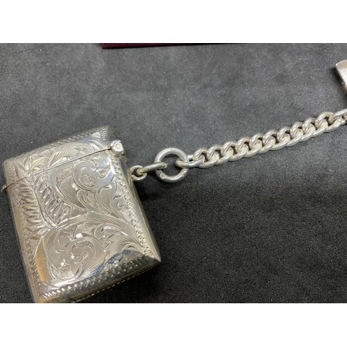 170 - HALLMARK SILVER VESTA AND CHAIN