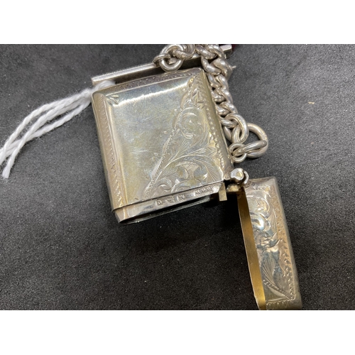 170 - HALLMARK SILVER VESTA AND CHAIN