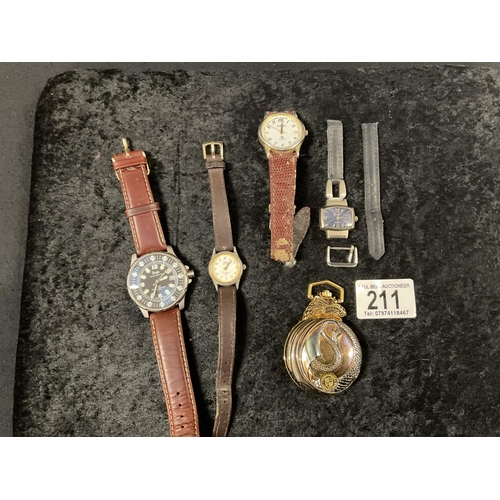 211 - 4 WRIST WATCHES AND MODERN POCKET WATCH H